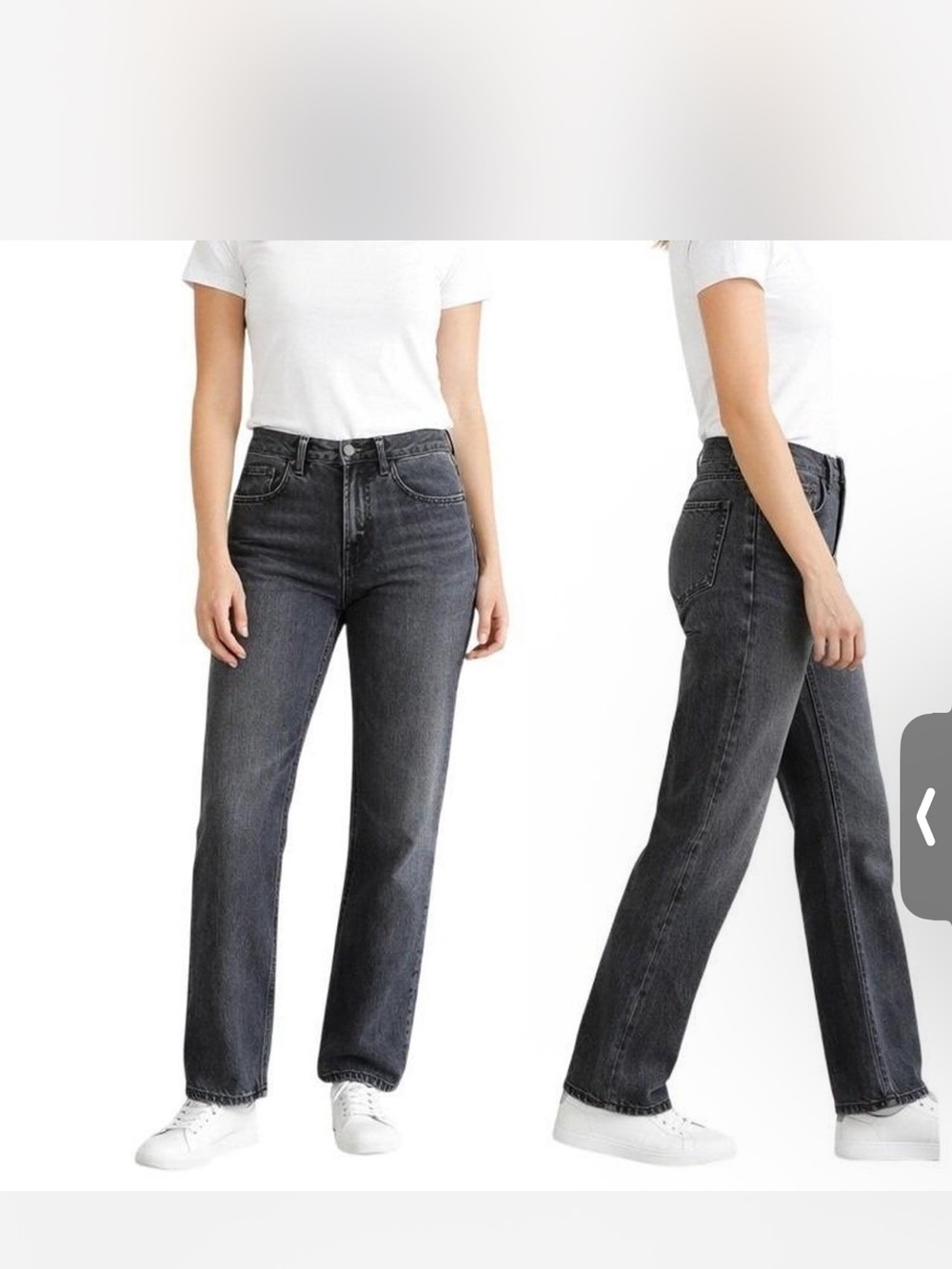 EVERLANE Woman’s High-Rise Straight Leg Jeans in Washed Black size 24